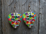CLEARANCE Puzzle Piece Outline Charm Guitar Pick Earrings - Pick Your Color - Autism Awareness
