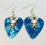 CLEARANCE Bunny with Heart Charm Guitar Pick Earrings - Pick Your Color