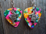 CLEARANCE Alice in Wonderland White Rabbit Charm Guitar Pick Earrings - Pick Your Color