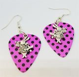 CLEARANCE Alice in Wonderland White Rabbit Charm Guitar Pick Earrings - Pick Your Color