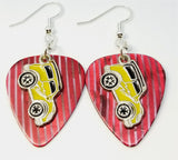 Yellow Retro Car Charm Guitar Pick Earrings - Pick Your Color