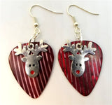 CLEARANCE Reindeer Head Charm Guitar Pick Earrings - Pick Your Color