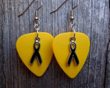 CLEARANCE Black Ribbon Charm Guitar Pick Earrings - Pick Your Color