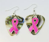 CLEARANCE Fuchsia Ribbon Charm Guitar Pick Earrings - Pick Your Color
