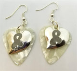 CLEARANCE Gray Ribbon on a Heart Charm Guitar Pick Earrings - Pick Your Color