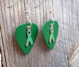 CLEARANCE Green Ribbon Charm Guitar Pick Earrings - Pick Your Color