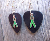 CLEARANCE Green Ribbon Charm Guitar Pick Earrings - Pick Your Color