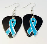 CLEARANCE Light Blue Ribbon Charm Guitar Pick Earrings - Pick Your Color