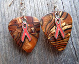 CLEARANCE Orange Ribbon Charm Guitar Pick Earrings - Pick Your Color