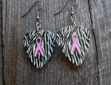 CLEARANCE Pink Ribbon Charm and Guitar Pick Earrings - Pick Your Color