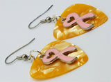 CLEARANCE Pink Heart Ribbon Charm Guitar Pick Earrings - Pick Your Color