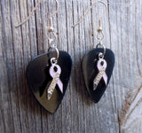 CLEARANCE Pink Ribbon Survivor Charm Guitar Pick Earrings - Pick Your Color