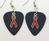 CLEARANCE Red Ribbon Charm Guitar Pick Earrings - Pick Your Color
