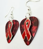 Red Ribbon Charm Guitar Pick Earrings - Pick Your Color