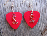 CLEARANCE Red Rhinestone Ribbon Charm Guitar Pick Earrings - Pick Your Color