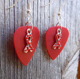 CLEARANCE Red Rhinestone Ribbon Charm Guitar Pick Earrings - Pick Your Color