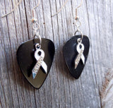 CLEARANCE White Survivor Ribbon Charm Guitar Pick Earrings - Pick Your Color