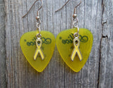 CLEARANCE Yellow Ribbon Charm and Guitar Pick Earrings - Pick Your Color