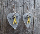 CLEARANCE Yellow Ribbon Charm and Guitar Pick Earrings - Pick Your Color