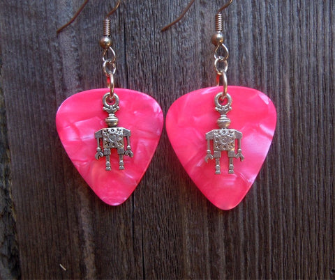 CLEARANCE Robot Charm Guitar Pick Earrings - Pick Your Color