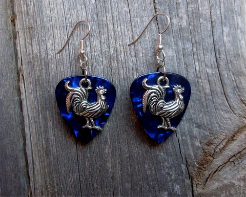 CLEARANCE Rooster Charm Guitar Pick Earrings - Pick Your Color