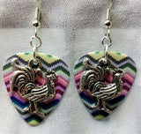 CLEARANCE Rooster Charm Guitar Pick Earrings - Pick Your Color