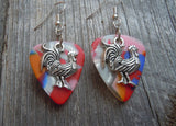 CLEARANCE Rooster Charm Guitar Pick Earrings - Pick Your Color