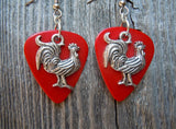 CLEARANCE Rooster Charm Guitar Pick Earrings - Pick Your Color