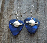 CLEARANCE Saturn Charm Guitar Pick Earrings - Pick Your Color
