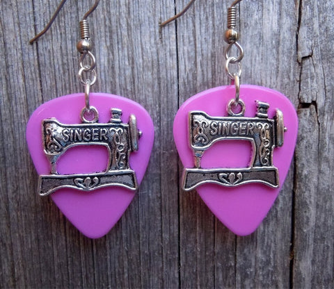 CLEARANCE Singer Sewing Machine Charm Guitar Pick Earrings - Pick Your Color