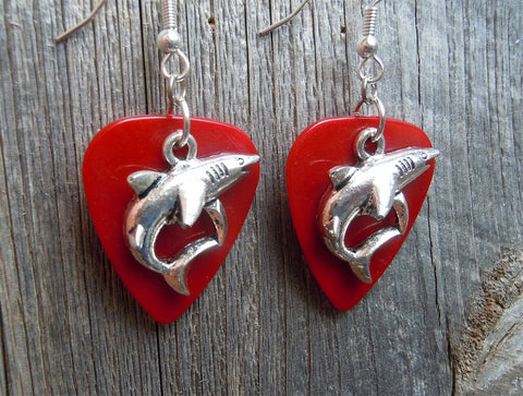 CLEARANCE Shark Charm Guitar Pick Earrings - Pick Your Color