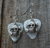 CLEARANCE Skull and Crossbone Charms Guitar Pick Earrings - Pick Your Color