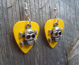 CLEARANCE Skull and Crossbone Charms Guitar Pick Earrings - Pick Your Color