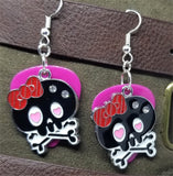 CLEARANCE Large Black Skull and Crossbone Charm Guitar Pick Earrings - Pick Your Color