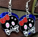 CLEARANCE Large Black Skull and Crossbone Charm Guitar Pick Earrings - Pick Your Color