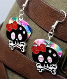 CLEARANCE Large Black Skull and Crossbone Charm Guitar Pick Earrings - Pick Your Color