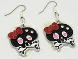 CLEARANCE Large Black Skull and Crossbone Charm Guitar Pick Earrings - Pick Your Color