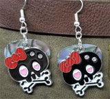 CLEARANCE Large Black Skull and Crossbone Charm Guitar Pick Earrings - Pick Your Color