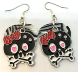 CLEARANCE Large Black Skull and Crossbone Charm Guitar Pick Earrings - Pick Your Color