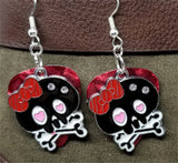 CLEARANCE Large Black Skull and Crossbone Charm Guitar Pick Earrings - Pick Your Color