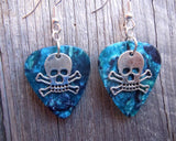 CLEARANCE Skull and Crossbone Charms Guitar Pick Earrings - Pick Your Color