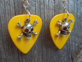 CLEARANCE Small Skull and Crossbones Charm Guitar Pick Earrings - Pick Your Color