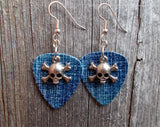 CLEARANCE Small Skull and Crossbone Charms Guitar Pick Earrings - Pick Your Color