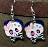 CLEARANCE Large White Skull and Crossbone Charm Guitar Pick Earrings - Pick Your Color