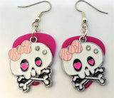 CLEARANCE Large White Skull and Crossbone Charm Guitar Pick Earrings - Pick Your Color