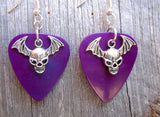 CLEARANCE Bat Skull Charm Guitar Pick Earrings - Pick Your Color