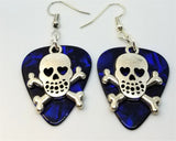 CLEARANCE Skull and Crossbone with Heart Eyes Charm Guitar Pick Earrings - Pick Your Color