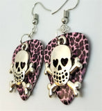 CLEARANCE Skull and Crossbone with Heart Eyes Charm Guitar Pick Earrings - Pick Your Color