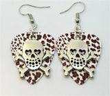 CLEARANCE Skull and Crossbone with Heart Eyes Charm Guitar Pick Earrings - Pick Your Color