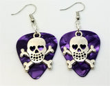 CLEARANCE Skull and Crossbone with Heart Eyes Charm Guitar Pick Earrings - Pick Your Color